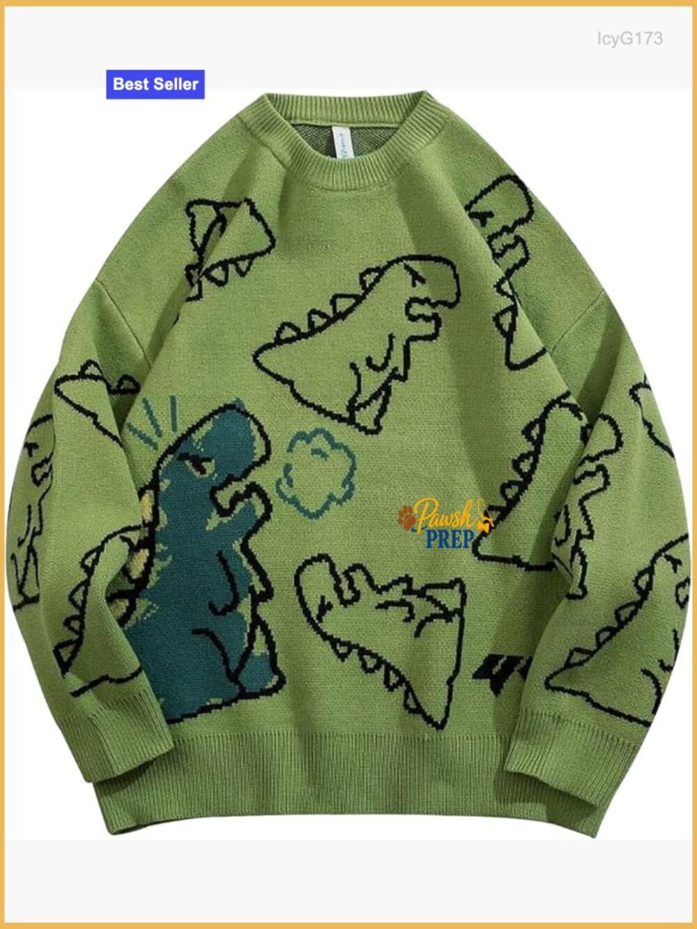 Oversized Dinosaur Graphic Sweater Women's Vintage Y2K Streetwear Knit Top